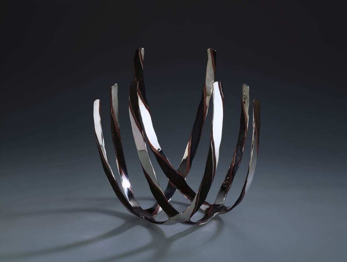 Piece -- materials: silver, brass, patinated; dimensions: diameter 19 x 17 h cm;