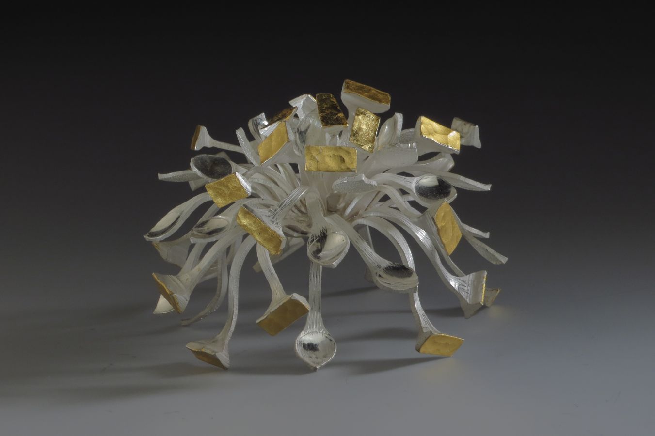Piece -- materials: silver, gold leaf; dimensions: diameter 14 x h 9 cm;
