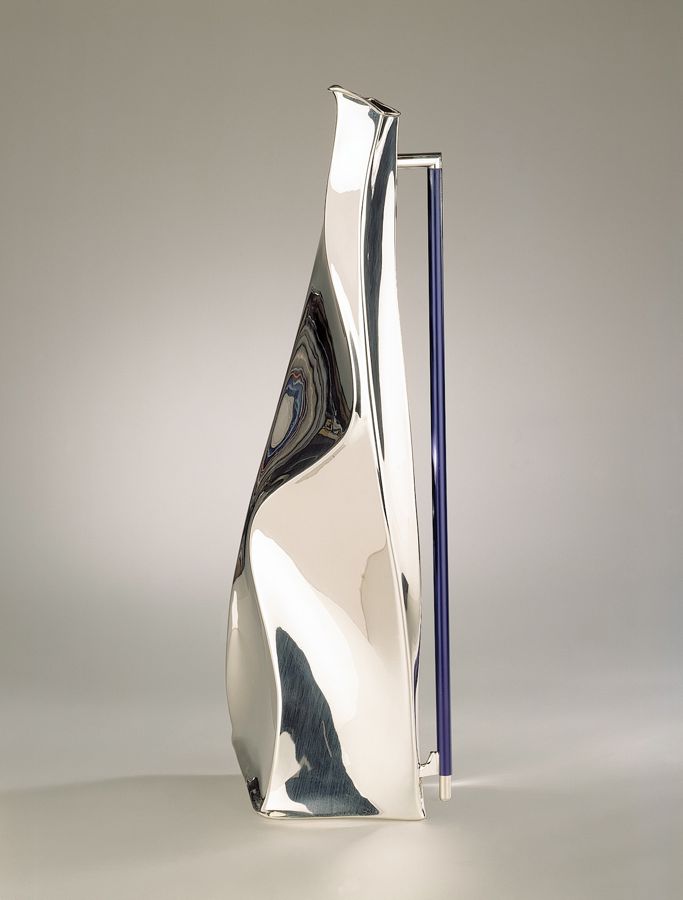 Piece -- materials: silver, anodized aluminium; dimensions: 12 x 19 x 50 h cm;