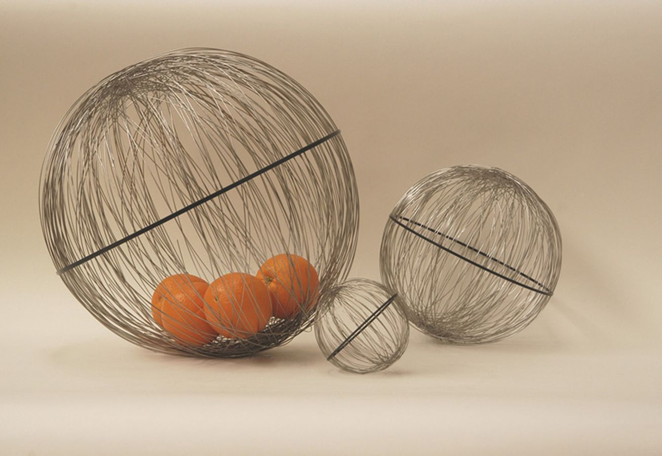 Piece -- materials: silver, patinated, stainless steel; dimensions: diameter 25 cm, medium, diameter 12 cm small one;